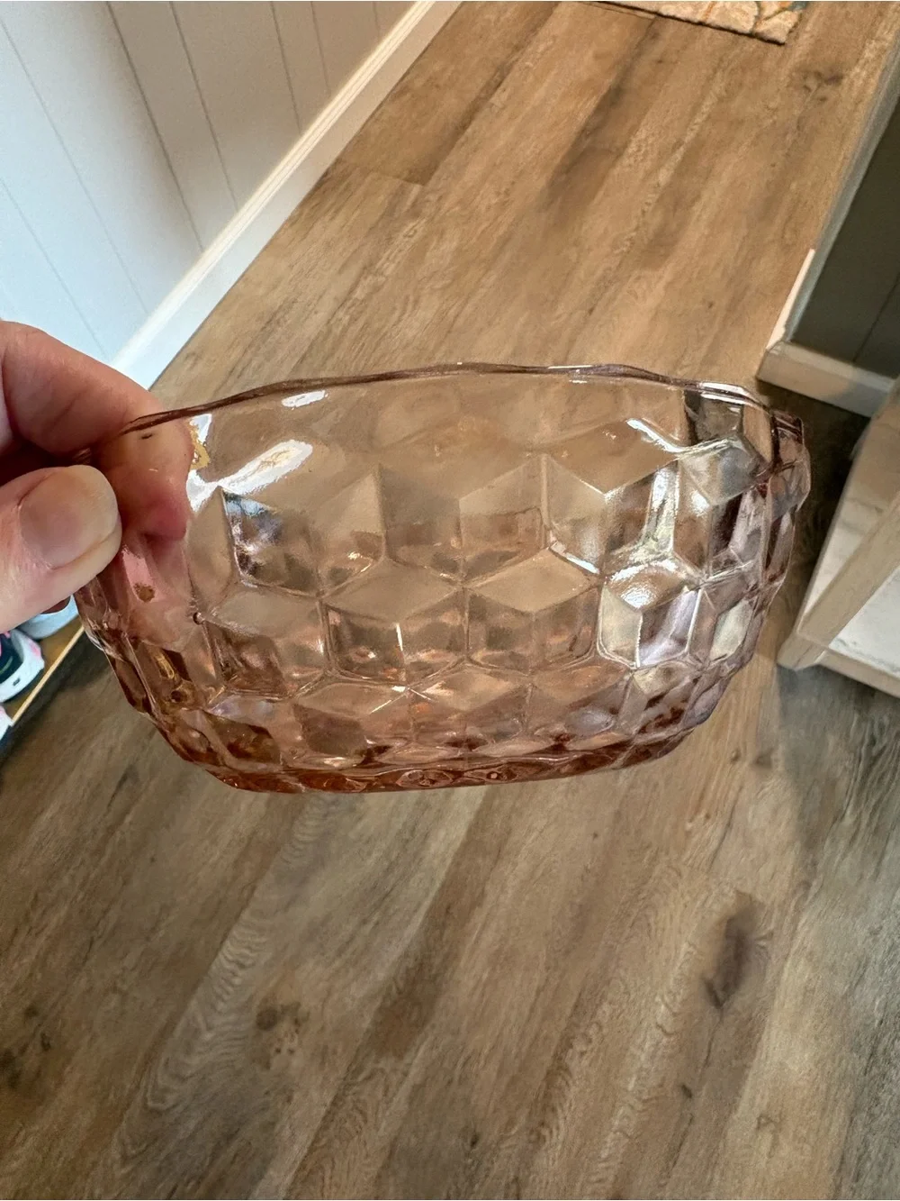 Vintage Depression Glass Bowl - Elegant Cube Design